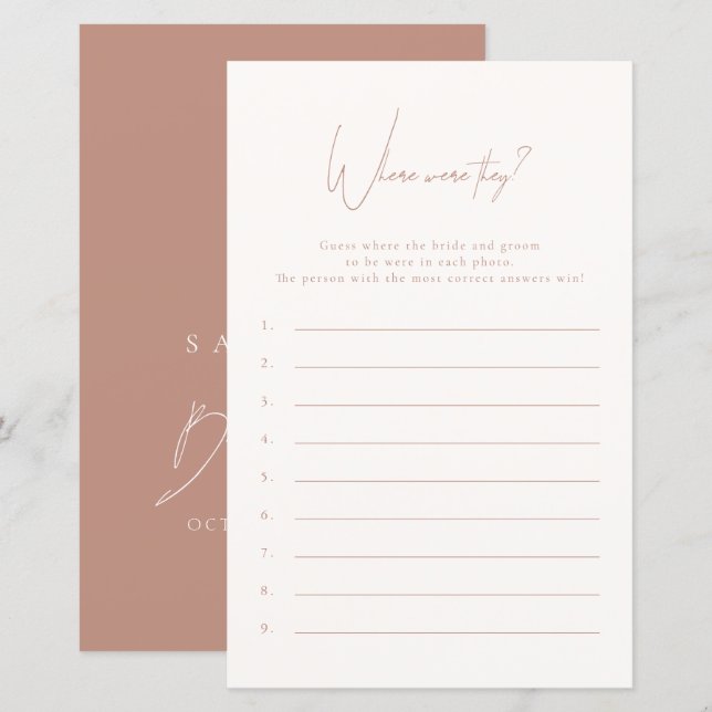 Where Were They Blush Pink Bridal Shower Game (Front/Back)