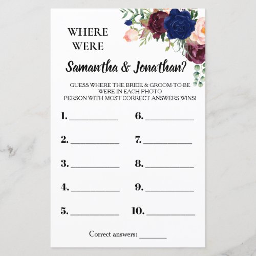 Where were they bridal shower english spanish game