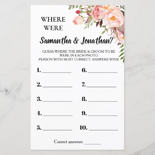 Where were they bridal shower english spanish game