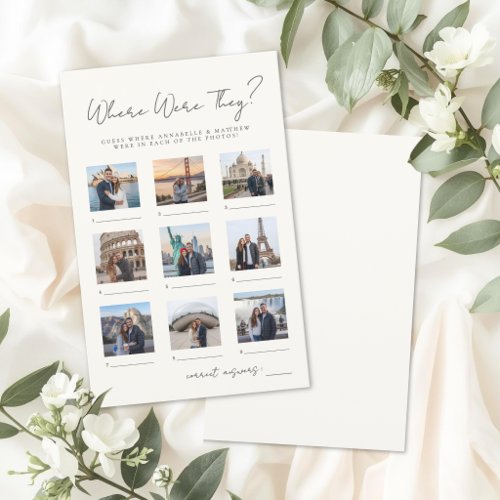 Where Were They Bridal Shower Game