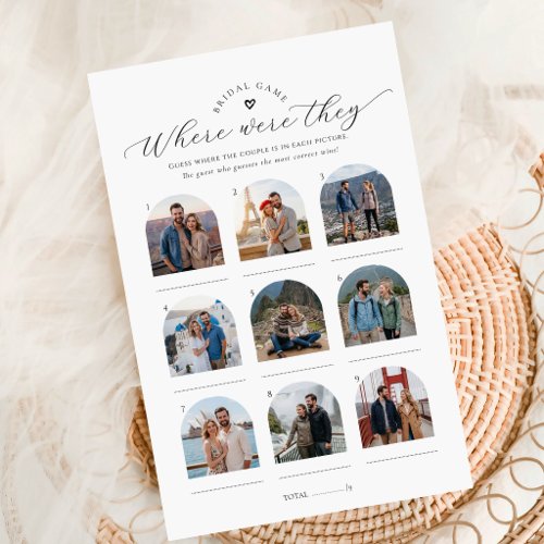 Where Were They Bridal Shower Game