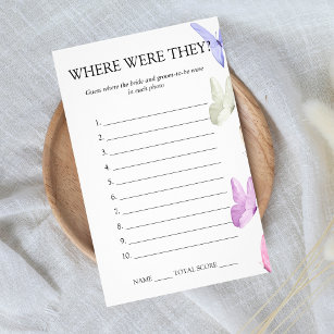 Where were they Bridal Shower Game Butterfly Flyer
