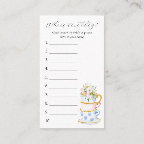 Where Were They Bridal Shower Game Card