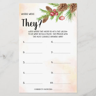 Where were They Christmas Bridal Shower Game Card Flyer