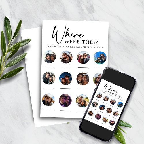 Where Were They Engagement Wedding Game 12 Pics Invitation