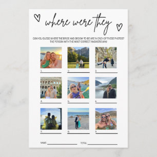 Where Were They Fun Wedding Bridal Shower Game Advice Card