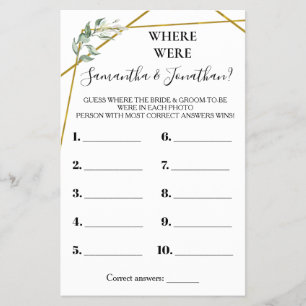 Where were They Greenery Gold shower card Flyer