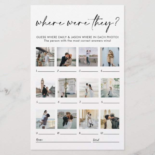 Where Were They Photo Couples Activity Cards (Front)
