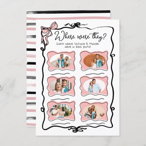 Where were they Photo Hand Drawn Bow Bridal game Invitation