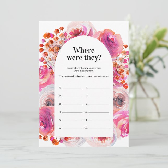 Where Were They Shower Game Bright Floral Card (Standing Front)