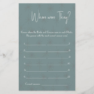 Where were They? Shower Game Card Flyer