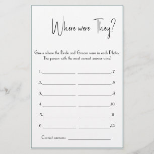 Where were They? Shower Game Card Flyer