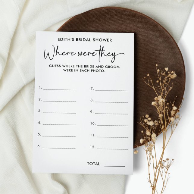 Where Were They Simple Handwritten BRIDAL SHOWER ("Where Were They" is an engaging bridal shower game that takes guests on a journey through the love )