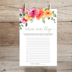 Where were they travel bridal shower game colorful