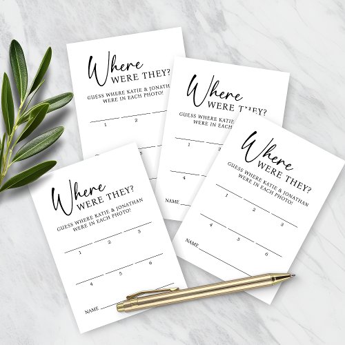 Where Were They Wedding Engagement Guess Card