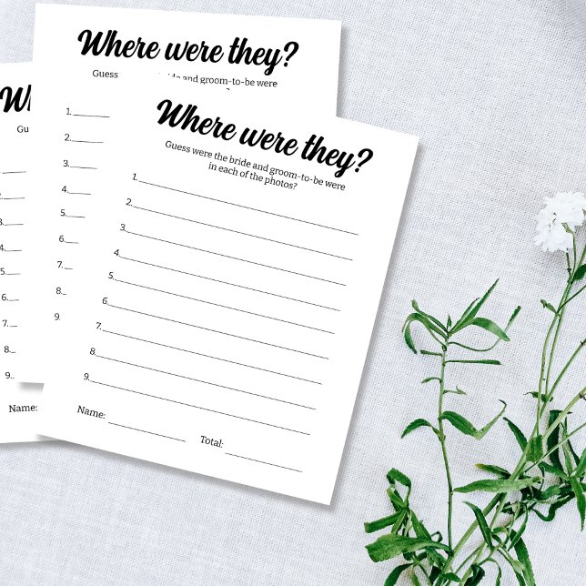 Where Were They Wedding Photo Guessing Party Game  Flyer (Wedding Party Game Where Were They Photo Guessing)