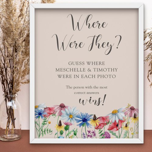 Where Were They Wildflower Charm Bridal Shower Poster