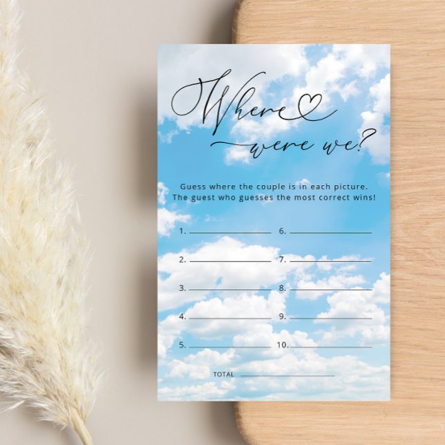 Where Were We Cloud 9 Bridal Shower Game (Creator Uploaded)