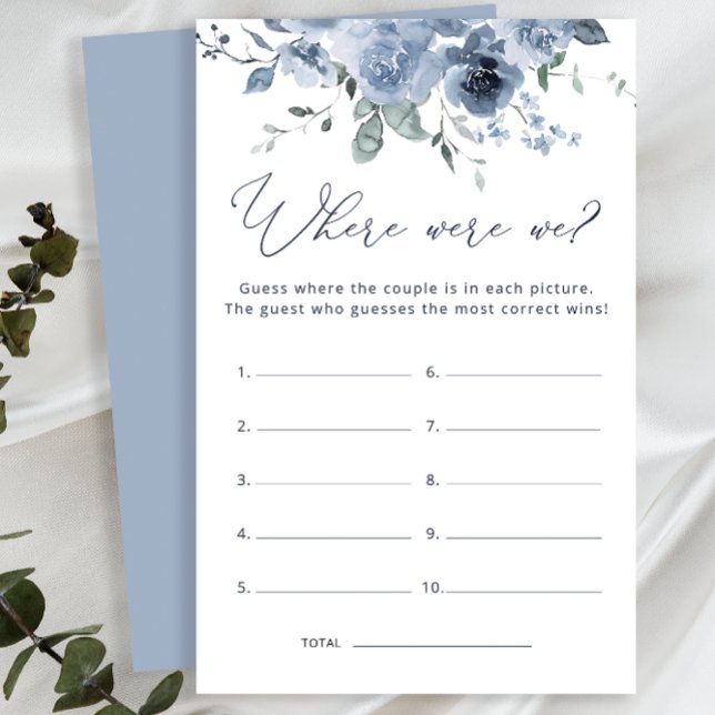 Where Were We Dusty Blue Bridal Shower Game (Creator Uploaded)
