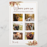 Where Were We Game Fall Pampas Grass Couple Photo<br><div class="desc">Where Were We Game Fall Pampas Grass Couple Photo Enjoy your bridal shower or bachelorette party with this customizable game card! Watercolor tropical bouquet with dry pampas This fun bridal shower game is a great way to learn more about the couple before their big day. HOW TO PLAY -Select ten...</div>