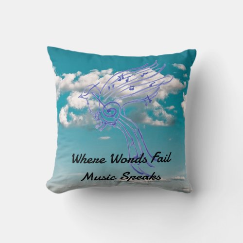 Where words fail Music Speaks by Sommer Hamilton Throw Pillow