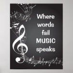 Where Words Fail Music Speaks Inspirational Quote Poster at Zazzle