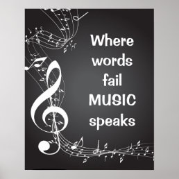 Where Words Fail MUSIC speaks Inspirational Quote Poster