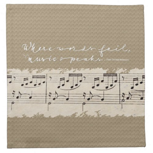 Where Words Fail Music Speaks Quote Cloth Napkin
