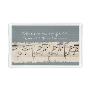 Where Words Fail Music Speaks Quote Rectangular Acrylic Tray