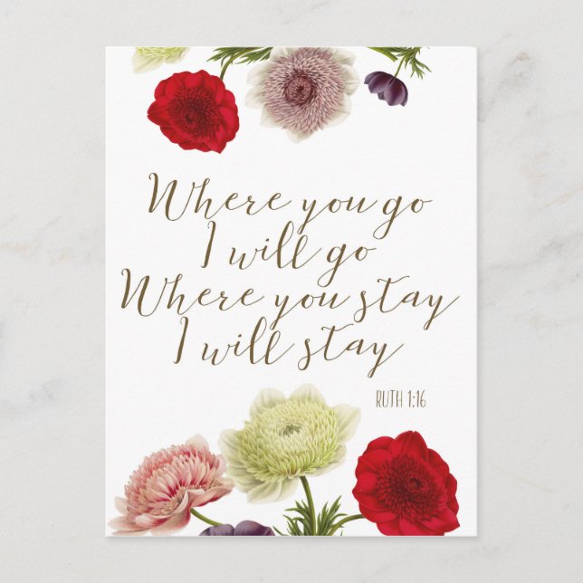 Where you go i will go scripture quote postcard (Front)