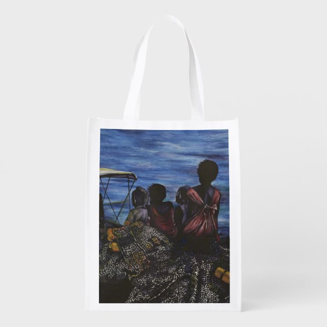 Where's Daddy? Harbor Island, Bahamas Grocery Bag (Back)