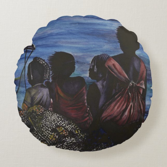 Where's Daddy? Harbor Island, Bahamas Round Pillow (Front)