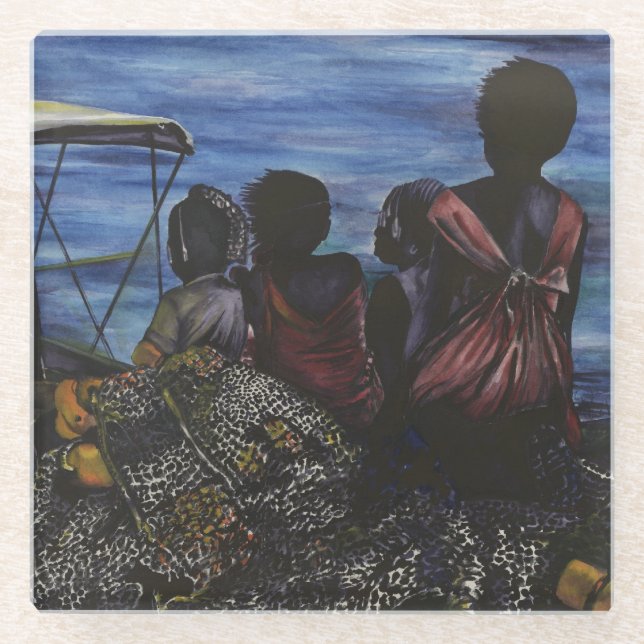 Where's Daddy? Harbor Island Glass Coaster (Front)