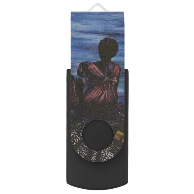 Where's Daddy? Harbor Island USB Flash Drive (Back (Vertical))