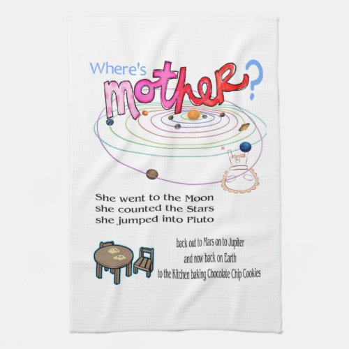 Wheres Mom Mothers Day Kitchen Hand Towel