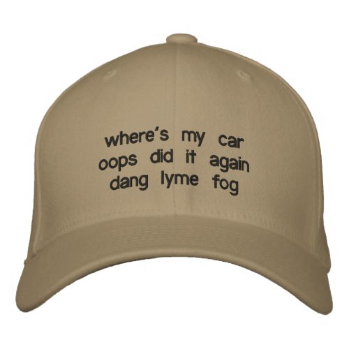 wheres my car oops did it again dang lyme fog embroidered baseball hat