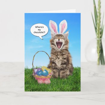 Where's My Chocolate? Easter Card by lamessegee at Zazzle