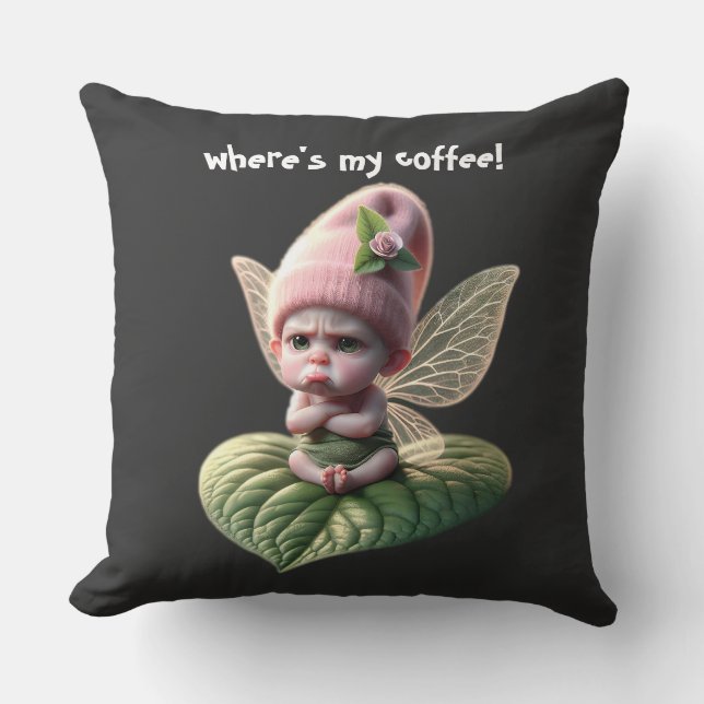 Where's My Coffee! Throw Pillow (Front)