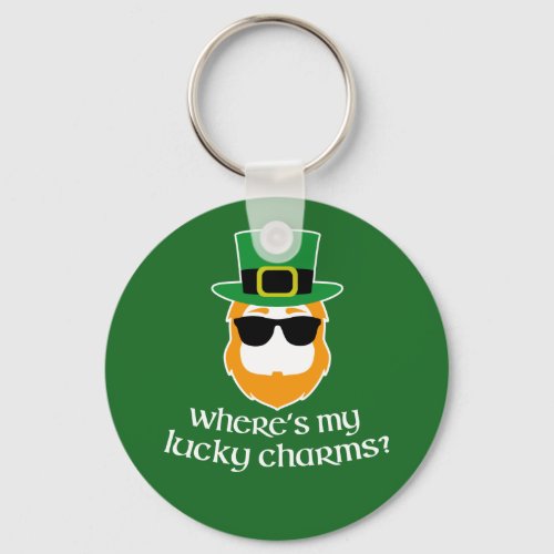 Wheres My Lucky Charms St Patrick Day Leprechaun Keychain