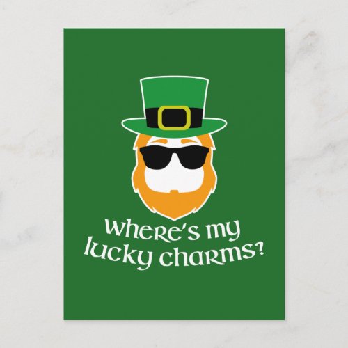 Wheres My Lucky Charms St Patricks Day Postcard