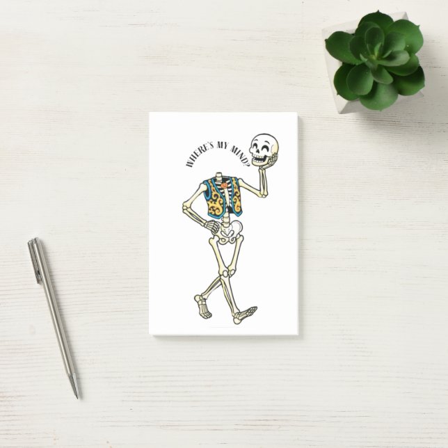 Where's My Mind Funny Halloween Skeleton N Post-it Notes (Office)