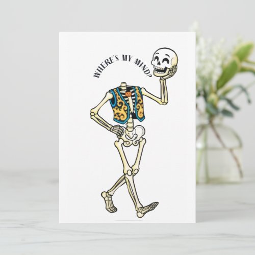 Where's My Mind Funny Halloween Skeleton Pattern W Invitation