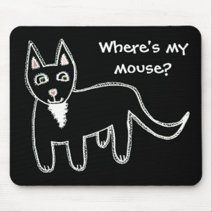 Where's my mouse? Black Cat Mouse Pad