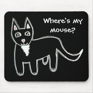 Where's my mouse? Black Cat Mouse Pad