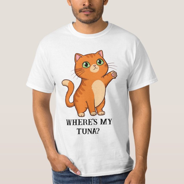 Where's My Tuna? Cute Cat T-Shirt (Front)