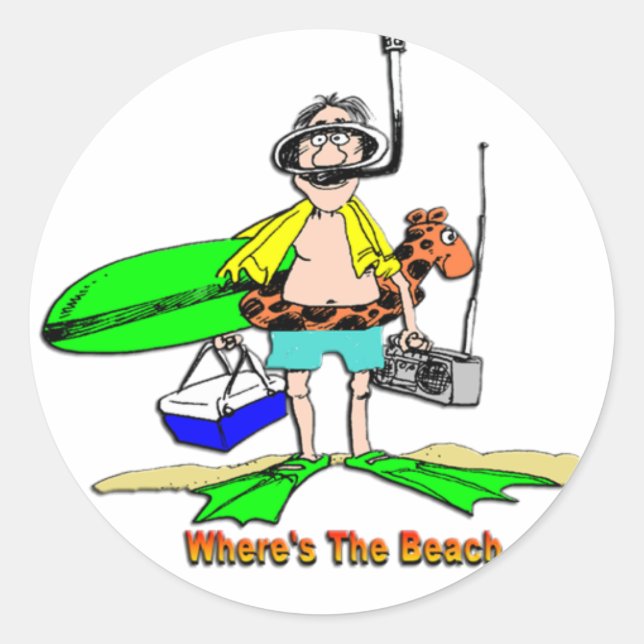 Where's The Beach Classic Round Sticker (Front)
