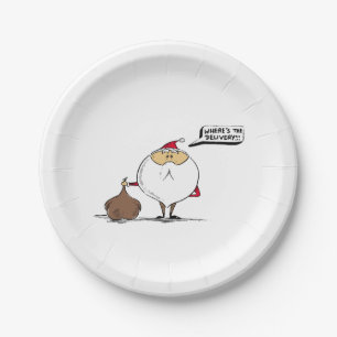 Where's the delivery Christmas Santa Paper Plates