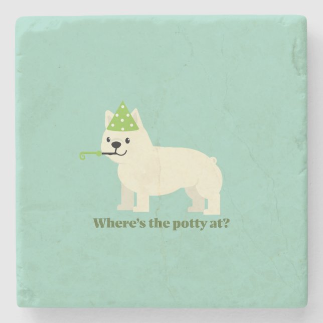 Where's the potty at? stone coaster (Front)