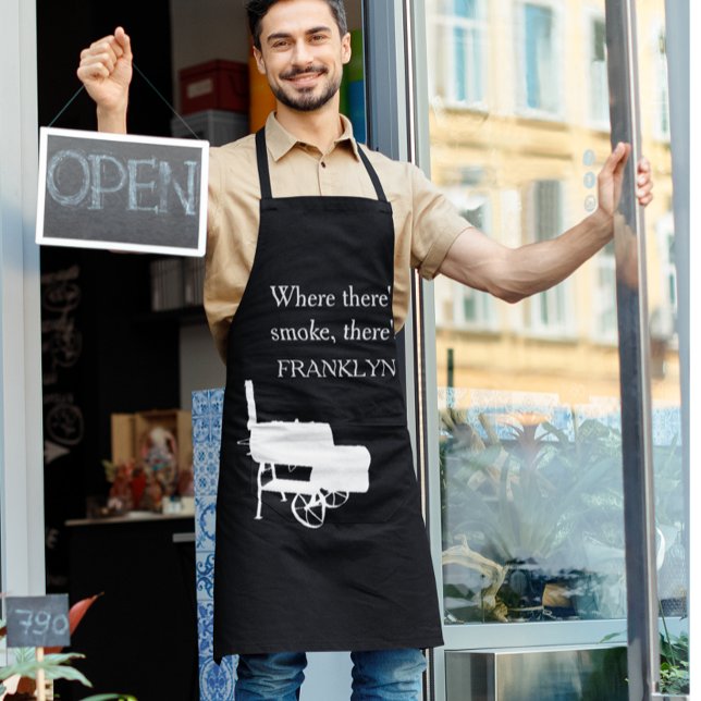 Where's There's Smoke Name Monogram Grill Smoker Apron (Creator Uploaded)