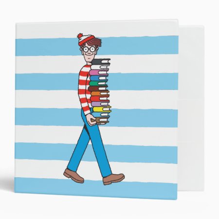 Where's Waldo Carrying Stack Of Books 3 Ring Binder